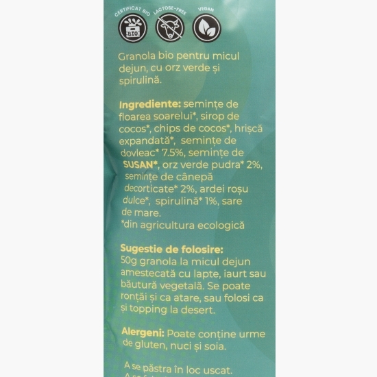 Granola eco cu orz verde și spirulină 200g