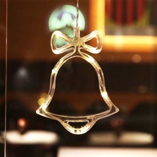 Decorațiune de Crăciun luminoasă în formă de Clopoțel, cu ventuză, 15x18 cm