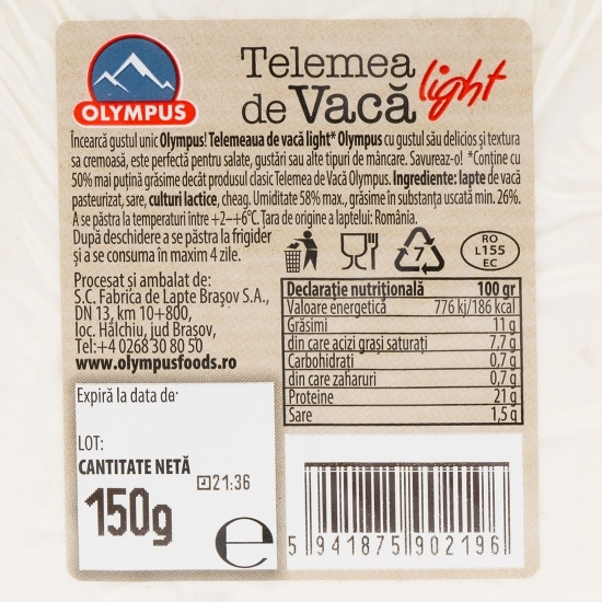 Telemea de vacă light 150g