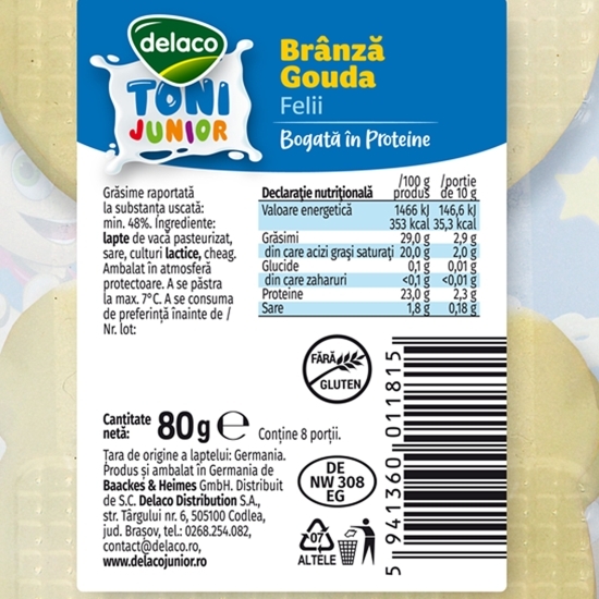Brânză Gouda Toni Junior 80g