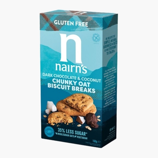 Biscuiți pufoși fără gluten din ovăz cu cocos și ciocolată 160g