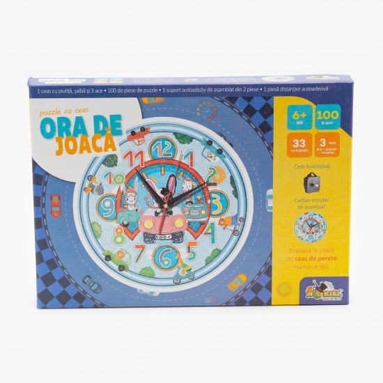 Puzzle cu ceas Ora de joacă - Mașinuțe 6+ ani