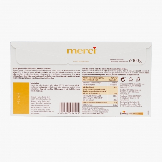 Tablete de ciocolată cu lapte 100g, 4 buc