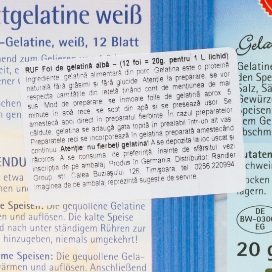 Foi gelatină albă 20g