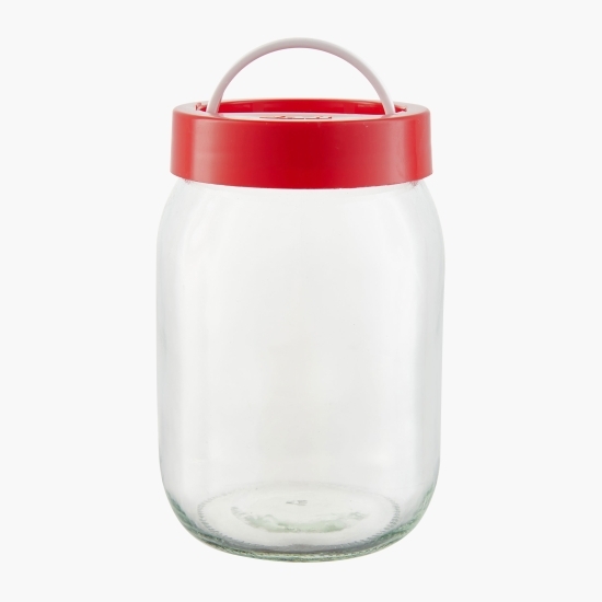 Borcan depozitare din sticlă cu capac roșu 1.5l