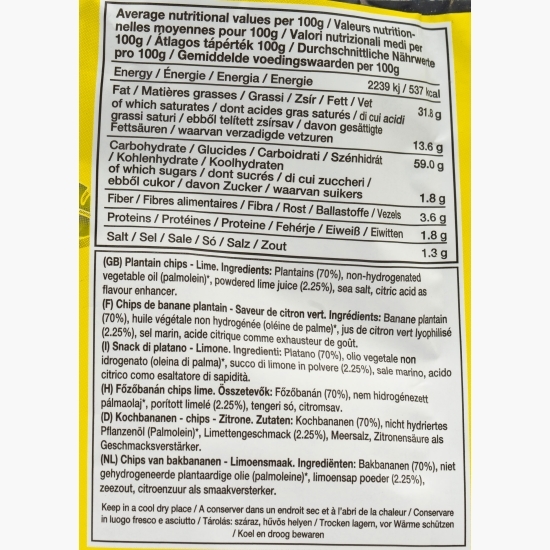 Chipsuri din banane plantain cu lime 70g
