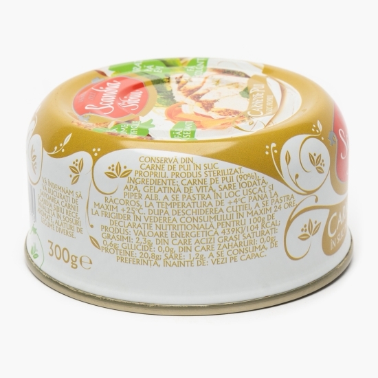 Carne de pui în suc propriu 300g