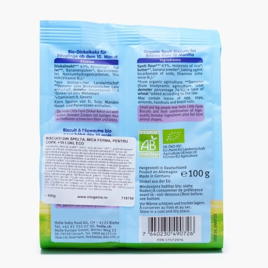 Biscuiți ECO pentru copii Mica Fermă, din grâu spelta, +10 luni, 100g