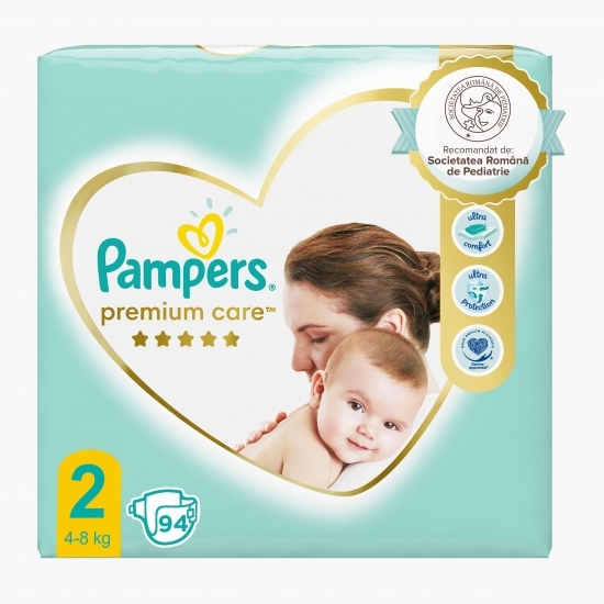 Scutece Premium Care Jumbo Pack mărimea 2, nou născut, 4-8kg, 94 buc