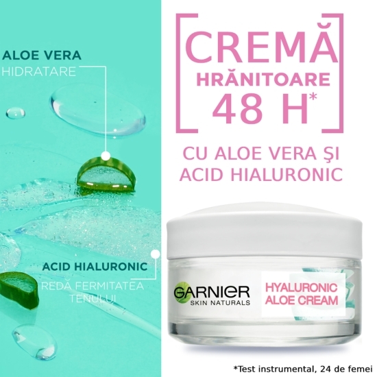 Cremă hidratantă cu aloe vera și acid hialuronic 50ml