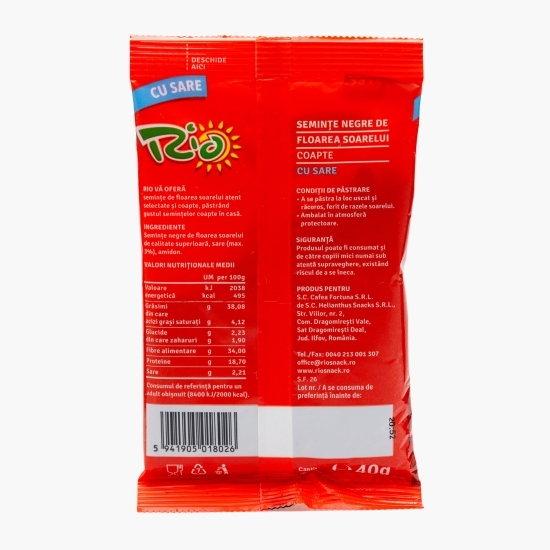 Semințe floarea-soarelui negre cu sare 40g