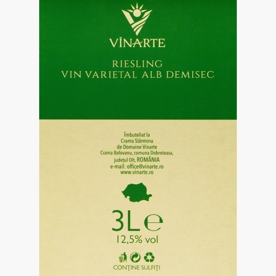 Vin alb demisec Riesling, 12.5%, 3l
