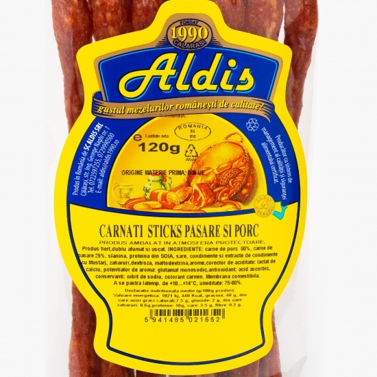 Cârnați sticks pasăre și porc 120g