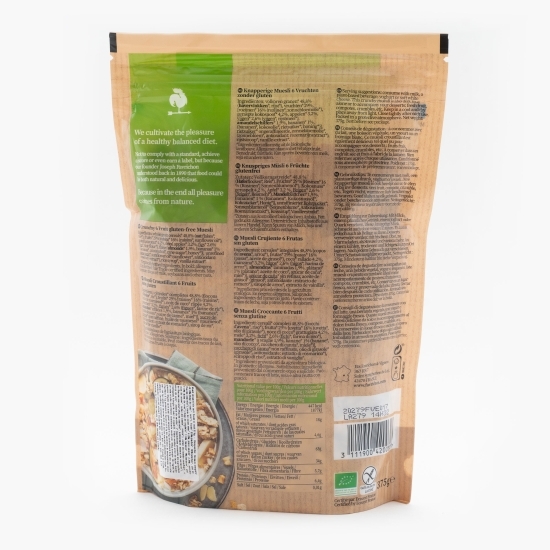 Musli crocant eco cu 6 fructe și nuci 375g