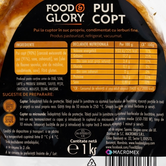 Pui copt 1kg
