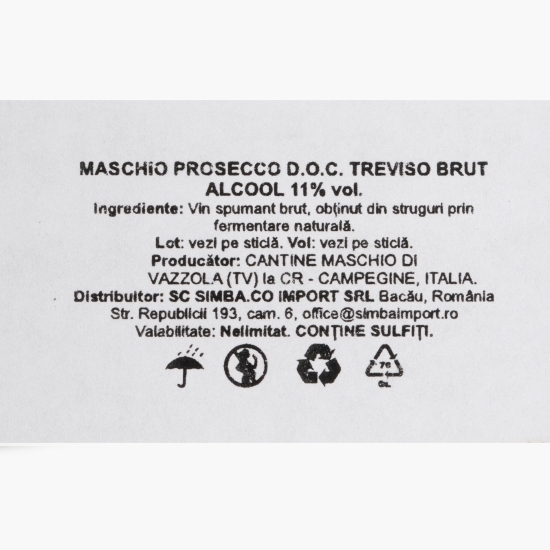 Vin spumant brut Prosecco D.O.C. Treviso, 11%, 0.75l
