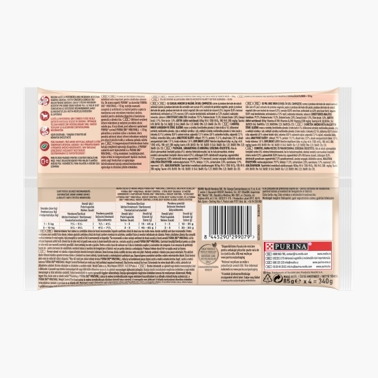 Hrană umedă pentru câini One Mini Controlul greutății/ Sterilizat, multipack - curcan & pui, 4 buc x 85g