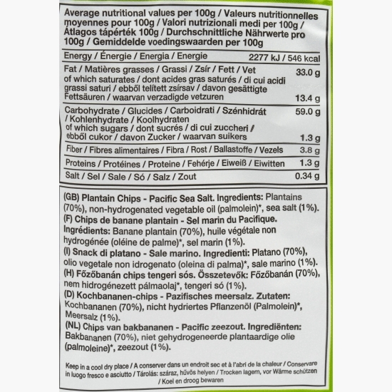 Chipsuri din banane plantain cu sare de mare din Pacific 75g
