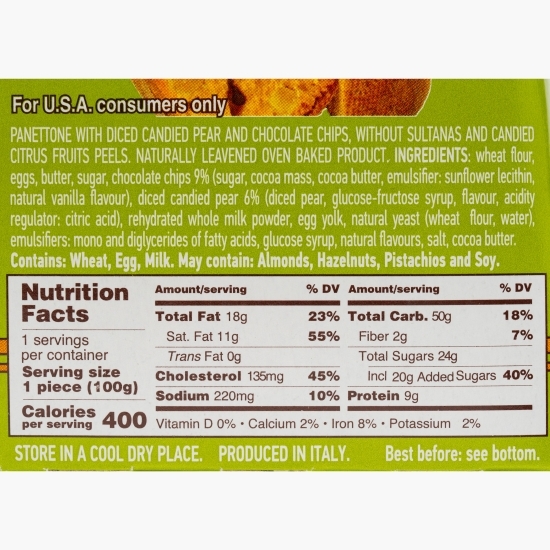 Mini panettone cu ciocolată și pere 100g