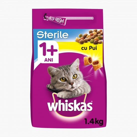 Hrană uscată pentru pisici sterilizate adulte, 1.4kg, cu pui