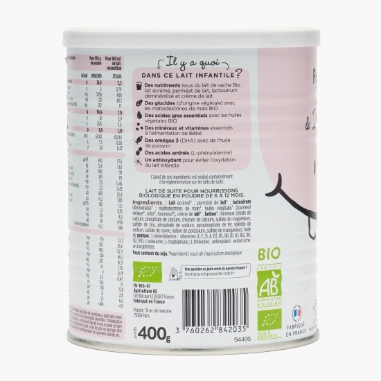 Lapte praf eco continuare (Etapa 2), 6-12 luni, 400g