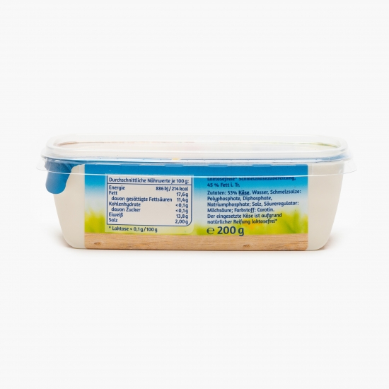 Brânză topită tartinabilă fără lactoză 45% grăsime 200g