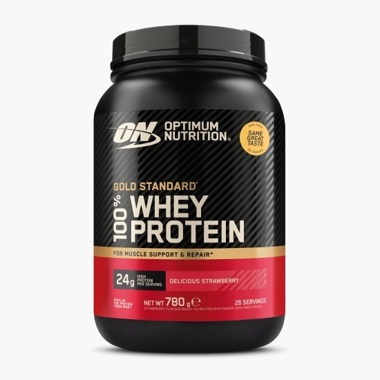 Proteine din zer, pudră proteică ON 100% Whey Gold Standard, aromă căpșuni, 780g