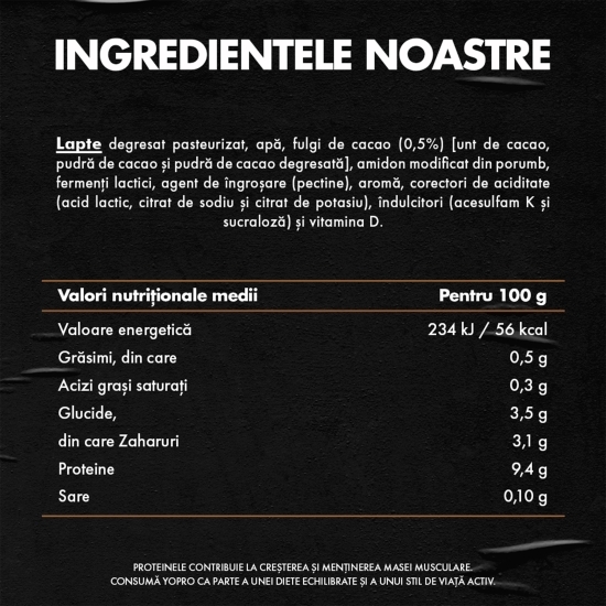 Produs lactat fermentat cu stracciatella, bogat în proteine, fără zahăr adăugat 160g