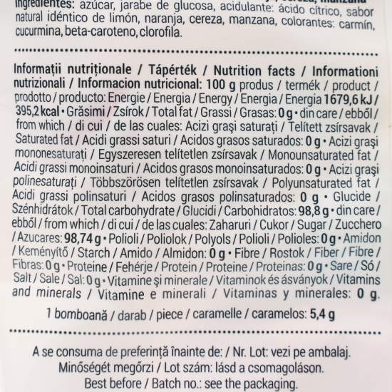 Bomboane fulgi cu aromă de lămâie, portocale, vișine si măr 250g
