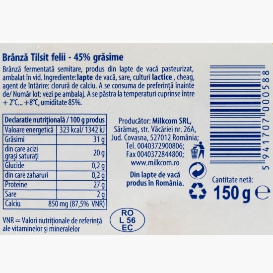 Brânză Tilsit, felii 150g
