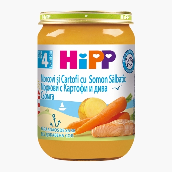 Meniu somon sălbatic cu morcovi și cartofi, +4 luni, 190g