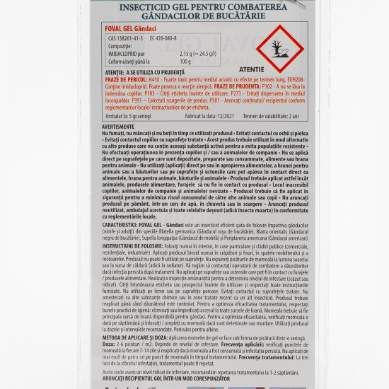 Insecticid pentru combaterea gândacilor de bucătărie 5 gr