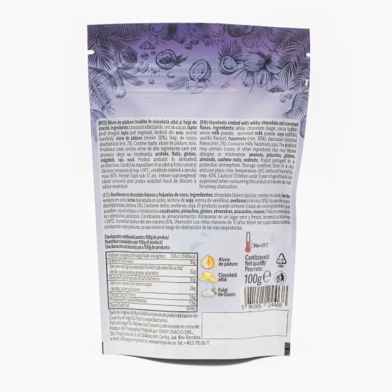 Alune de pădure învelite în ciocolată albă și fulgi de cocos 100g