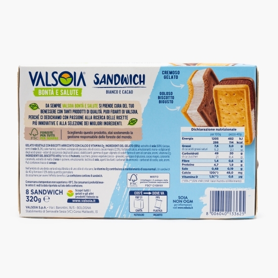 Înghețată sandwich din soia și cacao, 8 buc, 320g