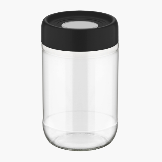 Borcan depozitare din sticlă cu capac negru 660ml