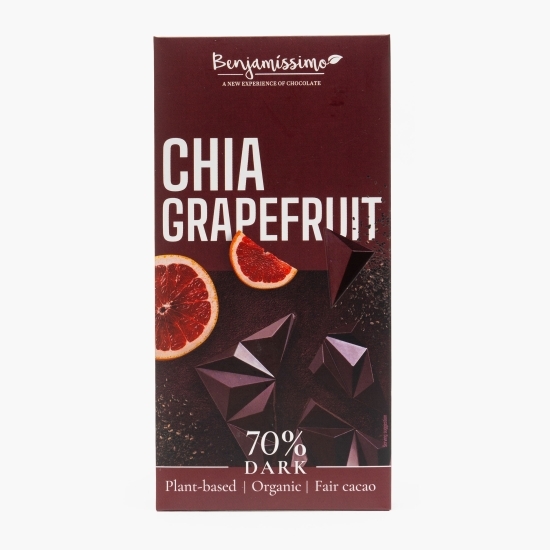 Ciocolată vegană cu chia și grepfrut eco 70% cacao, 60g