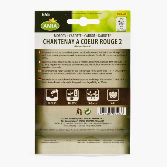 Semințe morcov Chantenay a coeur rouge 2, 3.5g