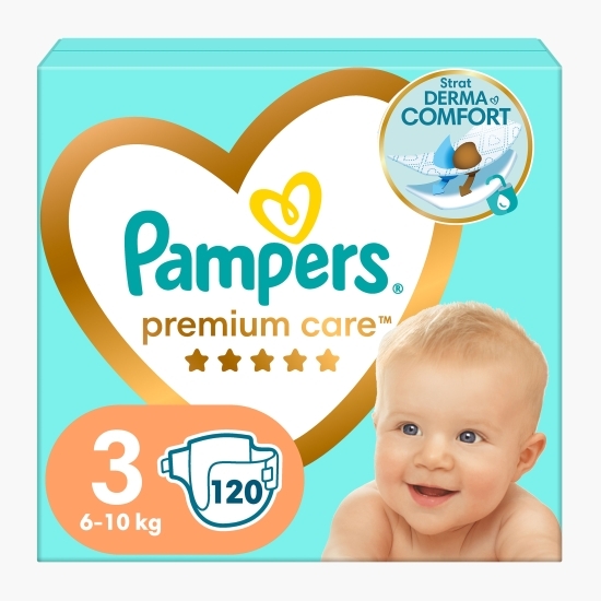 Scutece Premium Care mărimea 3, 6-10kg, 120 buc