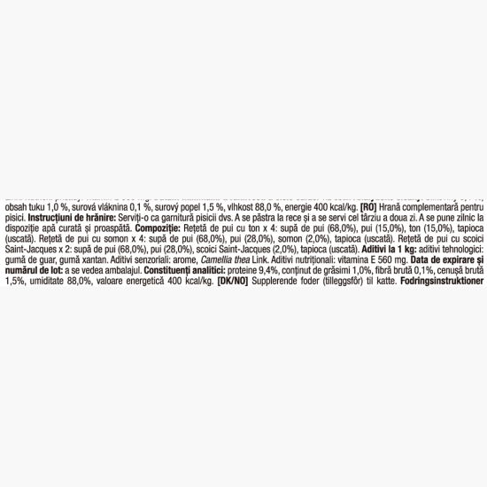 Hrană umedă pentru pisici Ciao Broth Variety Pack, 10 plicuri x 40g, pui și somon, pui și ton, pui și scoici