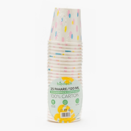 Pahare carton zero plastic bio Artwork 120ml, 25 buc