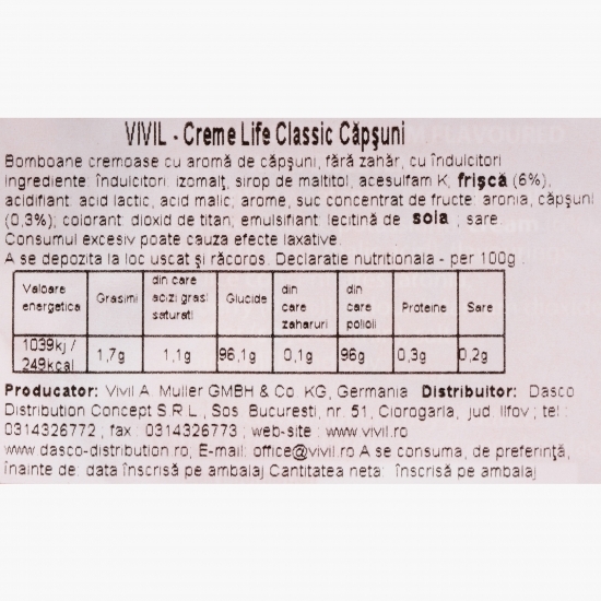 Bomboane cu căpșuni fără zahăr 60g
