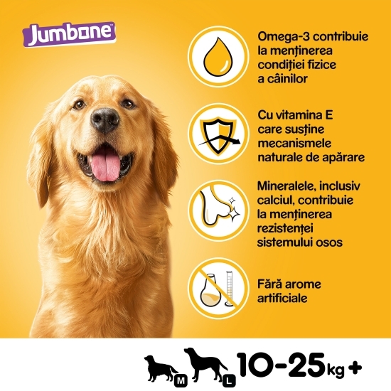 Batoane pentru câini de talie medie, 2 buc, 180g, Jumbone cu aromă vită și pasăre