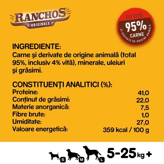 Recompense pentru câini, 70g, Ranchos cu vită