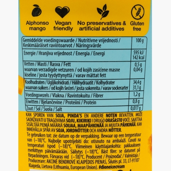 Sorbet de mango cu sos cu aromă de fructul pasiunii și semințe de chia, 475ml (370g)