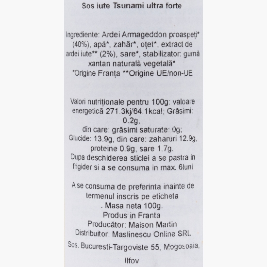 Măslinescu - Sos iute Tsunami ultra forte 100g