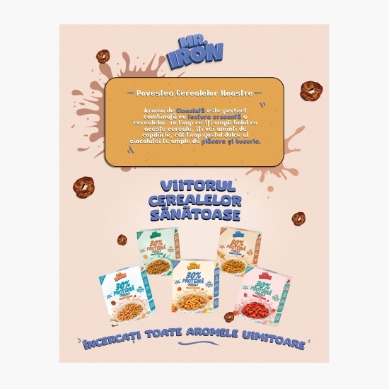 Cereale vegane cu aromă de ciocolată, cu 30% proteină, fără zahăr, low carb, fără gluten 250g