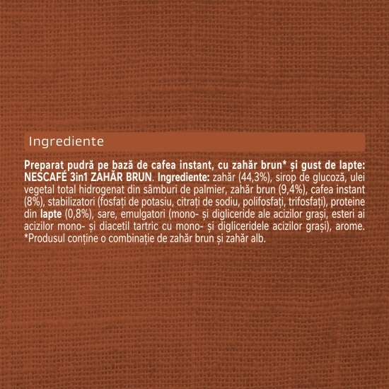Mix de cafea instant 3în1 zahăr brun plicuri, 24x 16.5g