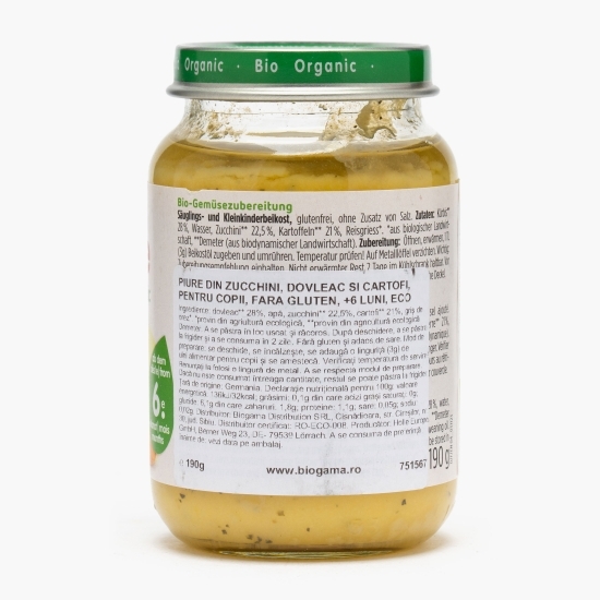 Piure eco din zucchini, dovleac si cartofi pentru copii, fără gluten, +6 luni, 190g