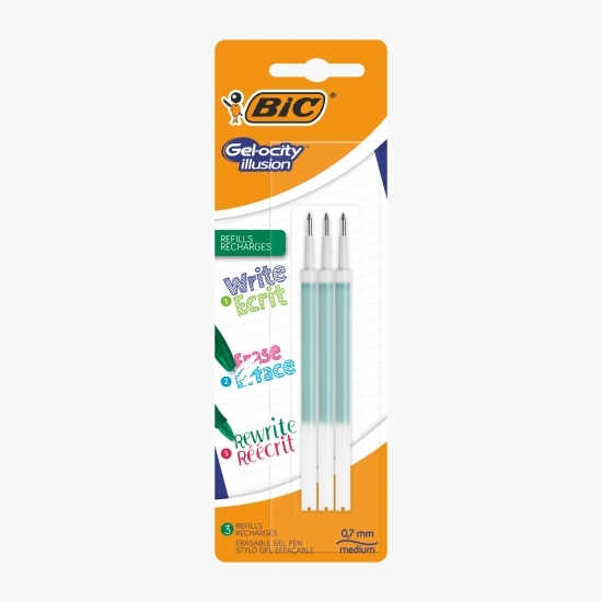 Set 3 rezerve pentru Roller Gelocity Illusion cu gel termosensibil verde
