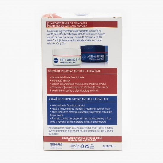 Duo pack Cremă de zi antirid + Cremă de noapte antirid, 2x50ml